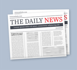 Vector mock up of a blank daily newspaper. Fully editable whole newspaper in clipping mask. Vector stock illustration,