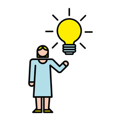elegant business woman with bulb avatar character