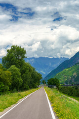 Summer landscape along the cycleway of the Adige river