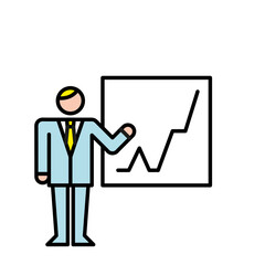 business man training with statistics avatar character