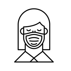 woman using face mask line style icon
