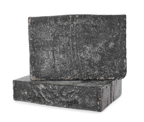 Tar soap bars isolated on white. Natural product
