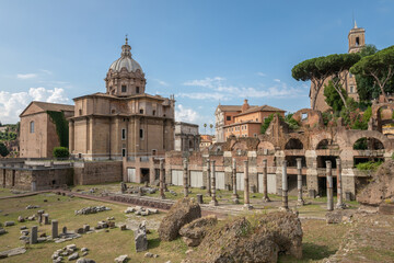 Panoramic view of forum of Caesar also known as forum Iulium