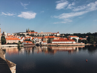 Fototapeta na wymiar Center of Prague. Streets of Prague. Travel to Prague, Czech Republic. Vltava river.