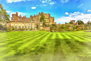 View on Culzean castle colorful painting looks like picture, Scotland, UK.
