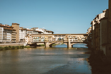 Fototapeta na wymiar Panoramic view on Ponte Vecchio (Old Bridge)