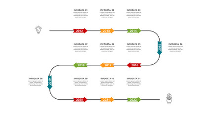 Abstract arrows of graph, diagram with 11 steps, options, parts or processes. Vector business template for presentation