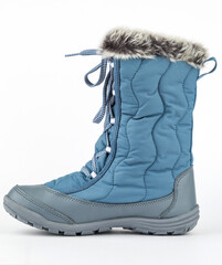 winter blue boots on a white background