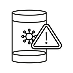 pot with covid19 virus particle and alert signal line style