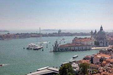 Panoramic view of Venice city and Basilica di Santa Maria della Salute