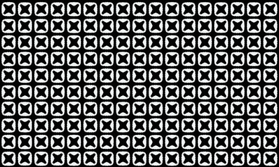 geometric pattern of small elements with square shapes and black crosses.