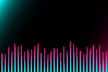 Abstract sound wave stripe lines colourful equalizer isolated on black background. Music waves, gradient color background. Social media concept.Vector illustration. - obrazy, fototapety, plakaty