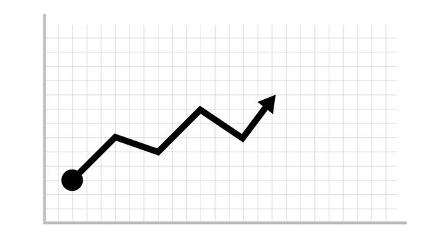 Black Line Graph with Arrow Showing Gains 2D Animation