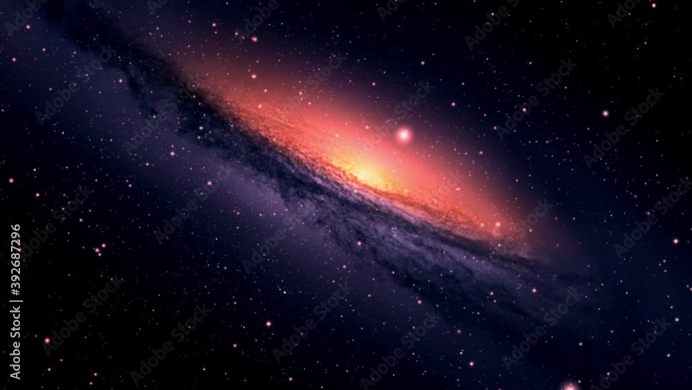 Wall mural a galaxy with a bright orange light in the middle.
