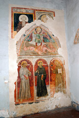 Fresco depicting Saint Francesco dating back to 1300 in the church of Saint Francesco, Teggiano, Salerno, Italy. © Tony