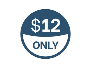 $12 Dollar price icon. 12 USD Price Tag