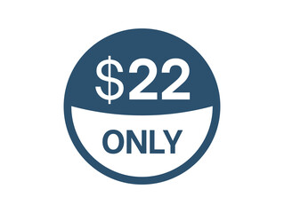 $22 Dollar price icon. 22 USD Price Tag