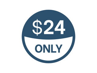 $24 Dollar price icon. 24 USD Price Tag