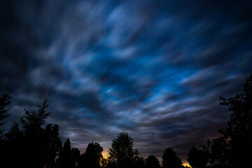 Overhead milky way with stars in clear summer night. Country side. 