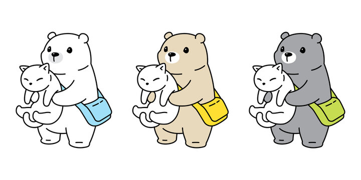 Bear vector polar bear cat kitten icon logo teddy cartoon character pet symbol doodle illustration design