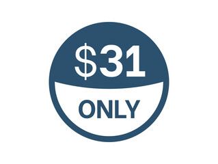 $31 Dollar price icon. 31 USD Price Tag