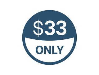 $33 Dollar price icon. 33 USD Price Tag