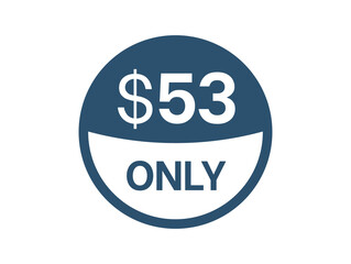 $53 Dollar price icon. 53 USD Price Tag