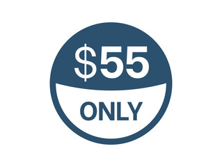 $55 Dollar price icon. 55 USD Price Tag
