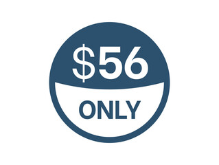 $56 Dollar price icon. 56 USD Price Tag