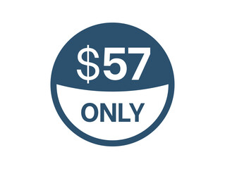 $57 Dollar price icon. 57 USD Price Tag
