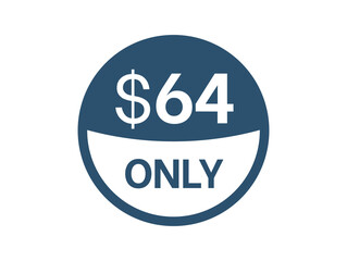 $64 Dollar price icon. 64 USD Price Tag