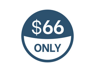 $66 Dollar price icon. 66 USD Price Tag