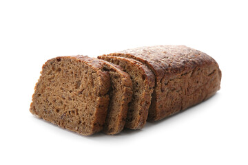 Cut freshly baked bread isolated on white