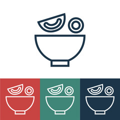 Linear vector icon with bowl of salad