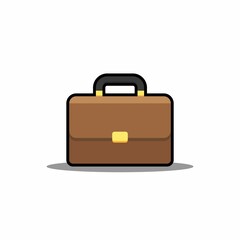 Briefcase Black Stroke and Shadow icon vector isolated.