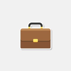 Briefcase White Stroke and Shadow icon vector isolated.