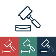 Linear vector icon with steak and hammer