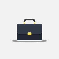 Briefcase White Stroke and Shadow icon vector isolated.