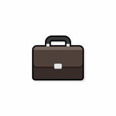 Briefcase Black Stroke and Shadow icon vector isolated.