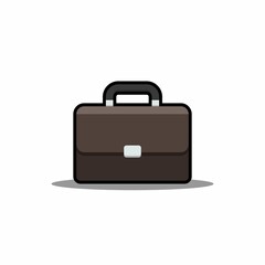 Briefcase Black Stroke and Shadow icon vector isolated.