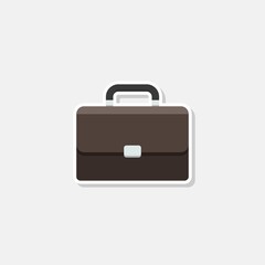 Briefcase White Stroke and Shadow icon vector isolated.