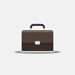 Briefcase White Stroke and Shadow icon vector isolated.