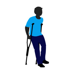 Injured man on crutches, Handicapped 