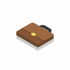 Briefcase left view Shadow icon vector isometric.