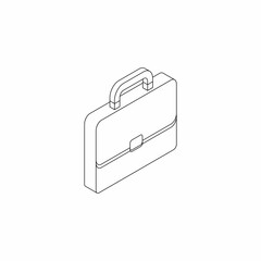 Briefcase right view Black Outline icon vector isometric.