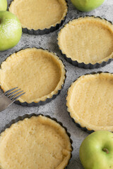 Short crust pastry for apple pies, cooking concept