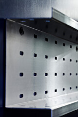 Metal channel for engineering infrastructure cable laying. Steel structural profile for laying wires.