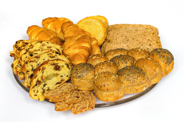 Glass bowl filled with assorted sandwiches