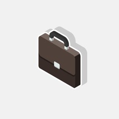 Briefcase left view White Stroke and Shadow icon vector isometric.