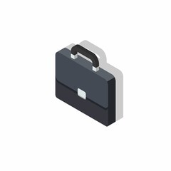 Briefcase left view Shadow icon vector isometric.